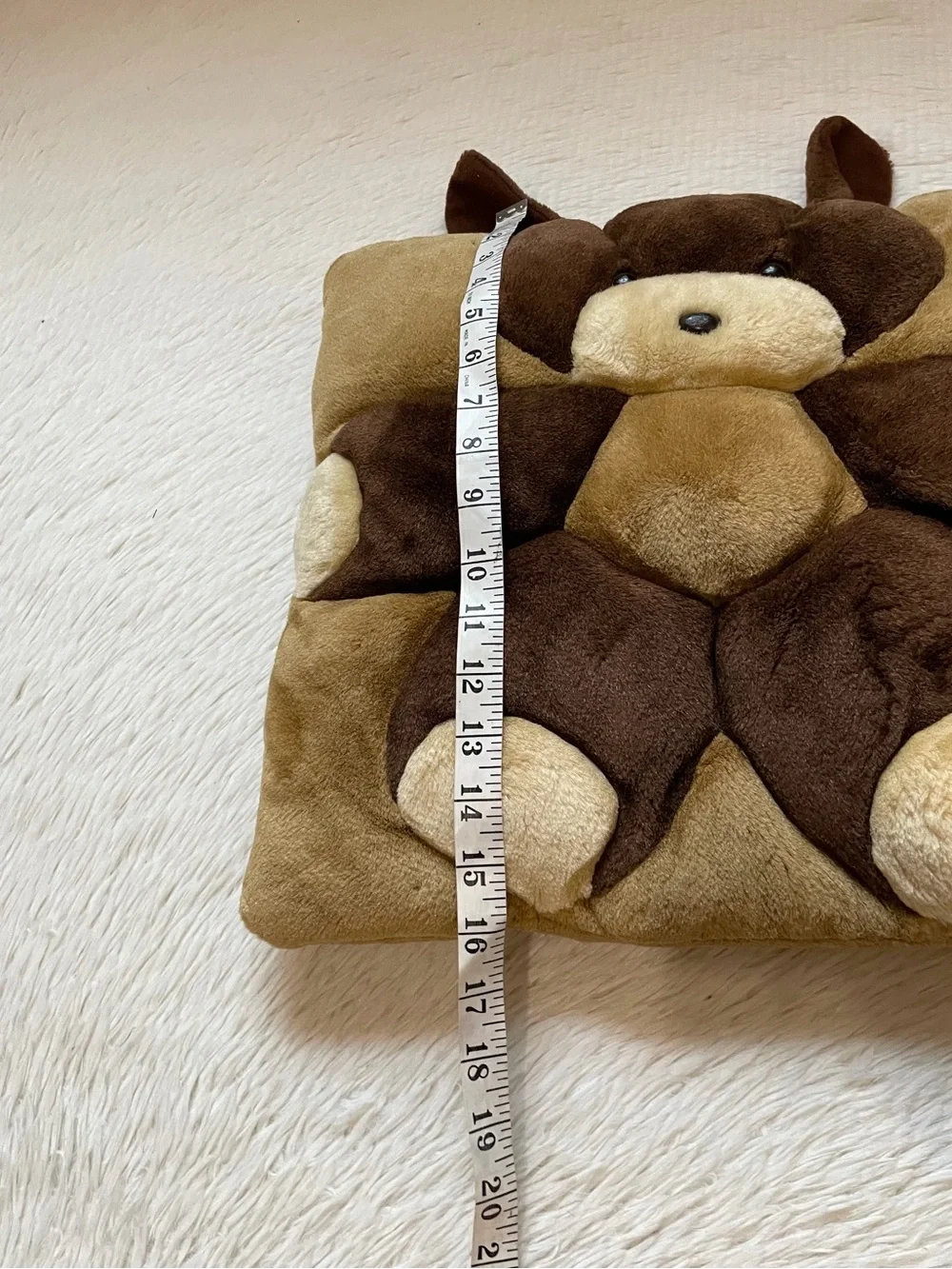 Vintage 3D style Brown Plush Teddy Bear Cushion Pillow
